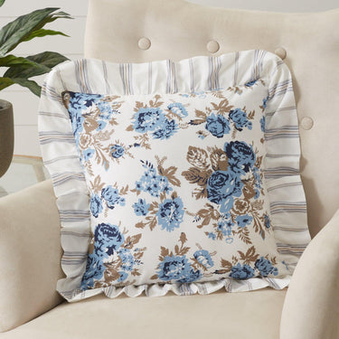 Annie Blue Floral Ruffled Pillow 18x18 VHC Brands - The Fox Decor